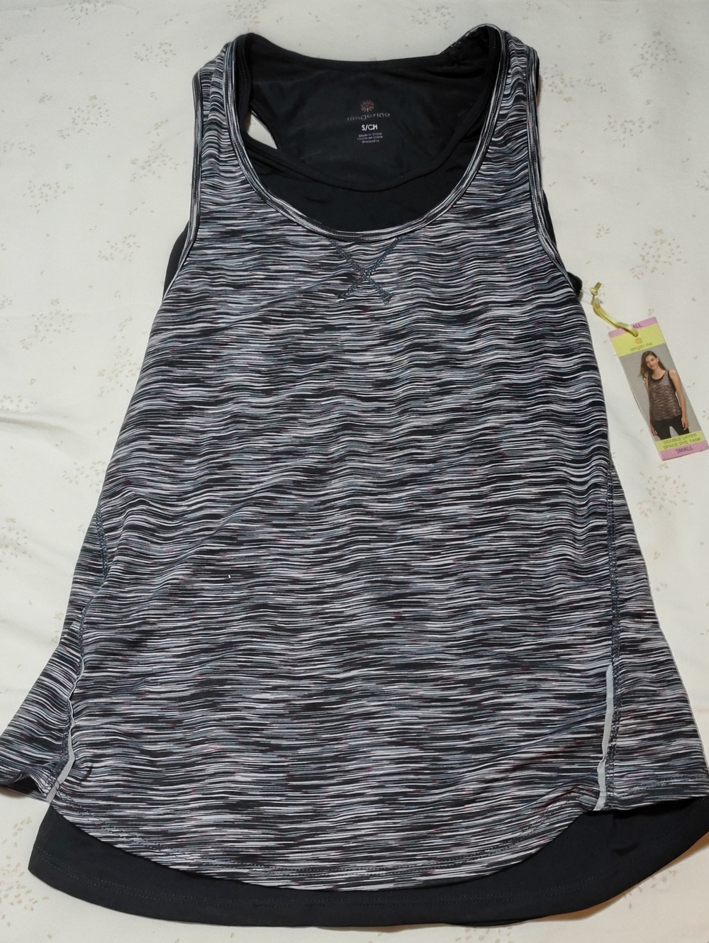 Tangerine Black & Gray Space-Dye Layered Workout Tank